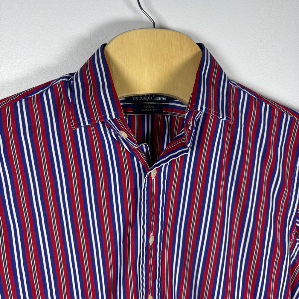 Polo by Ralph Lauren Red, Blue & White Striped Button-Down Shirt